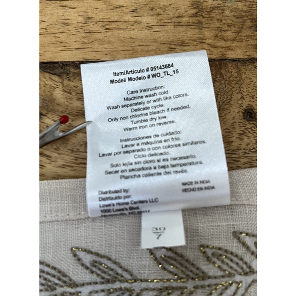 Allen + Roth Embroidered Linen Napkins Set of 6 Beige with Gold Leaves - Picture 9 of 13